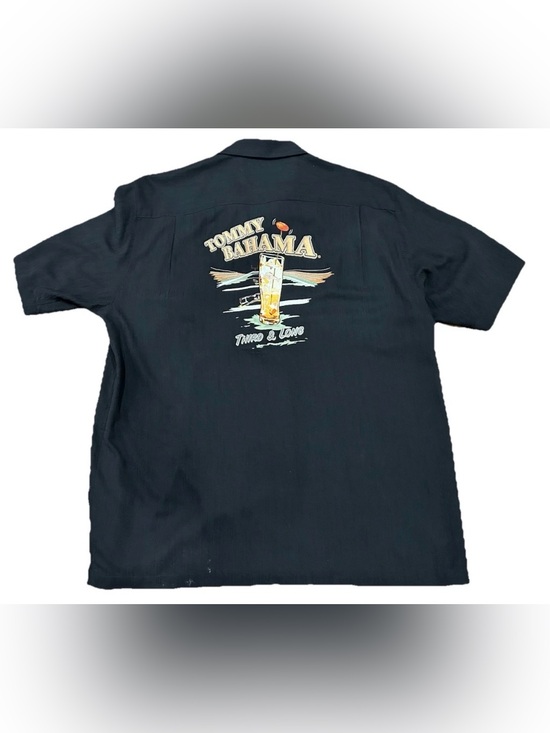 Tommy Bahama Other - Tommy Bahama Shirt Button Embroidered Silk Black Third & Long Camp Men Large